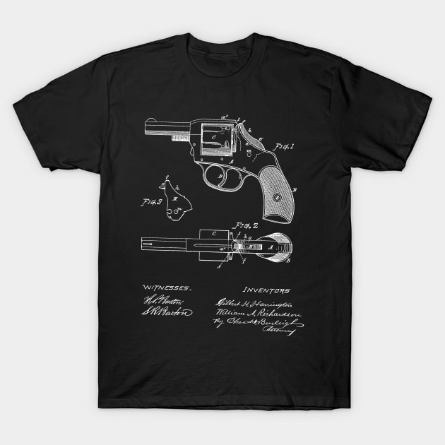 Revolving Fire Arm Vintage Patent Hand Drawing T-Shirt by TheYoungDesigns